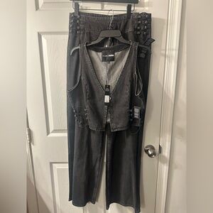 New Condition- Fashion Nova Gray Denim Set